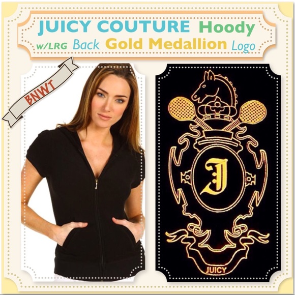 Juicy Couture Sweaters - 🆕 JUICY COUTURE BLACK Met. Gold Emblem Hoody. NWT